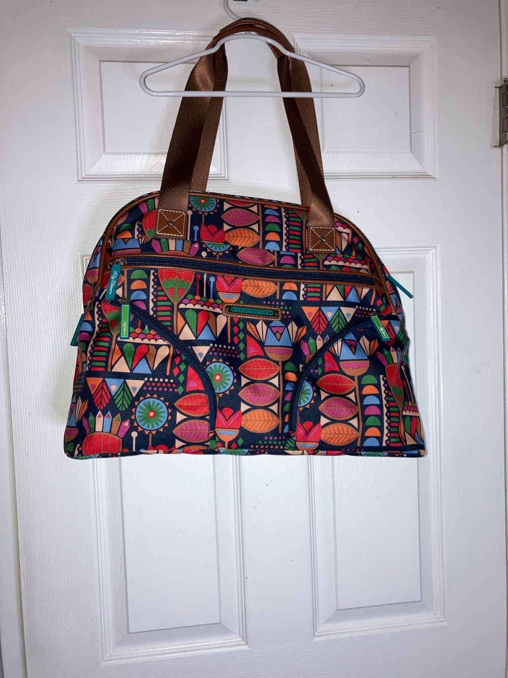 Lily Bloom Navy Multicolor tribal carry-on Tote
